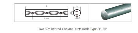 Cemented Carbide Coolant Blanks, helical coolant rod, tungsten carbide coolant rods,Two Helical Coolant Holes Carbide Rods, Rods with helical coolant holes